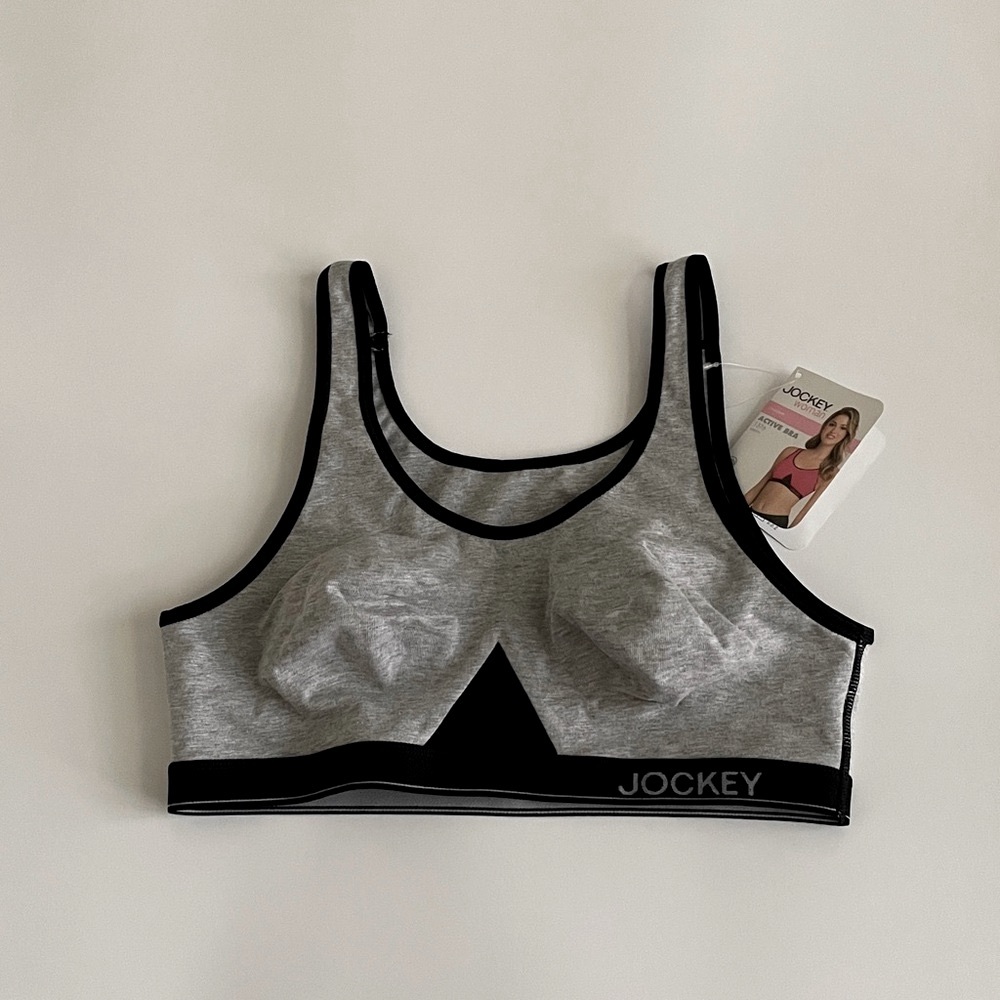 Jockey Sports Bra Scoop Gray Black 1376 Active Athleisure Sport